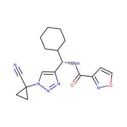 N#CC1(n2cc([C@@H](NC(=O)c3ccon3)C3CCCCC3)nn2)CC1 ZINC000095561787