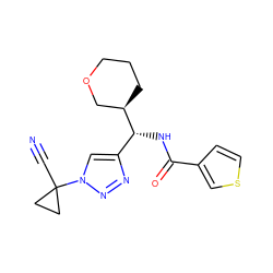 N#CC1(n2cc([C@@H](NC(=O)c3ccsc3)[C@@H]3CCCOC3)nn2)CC1 ZINC000095562867