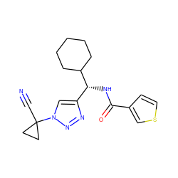 N#CC1(n2cc([C@@H](NC(=O)c3ccsc3)C3CCCCC3)nn2)CC1 ZINC000095558201