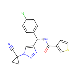 N#CC1(n2cc([C@@H](NC(=O)c3ccsc3)c3ccc(Cl)cc3)nn2)CC1 ZINC000095561503