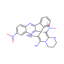 N#CC1=C(N)N2CCCNC2=C([N+](=O)[O-])[C@]12c1ccccc1-c1nc3ccc([N+](=O)[O-])cc3nc12 ZINC001772605704