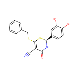 N#CC1=C(SCc2ccccc2)S[C@@H](c2ccc(O)c(O)c2)NC1=O ZINC000006721008