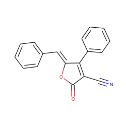 N#CC1=C(c2ccccc2)/C(=C/c2ccccc2)OC1=O ZINC000003027989