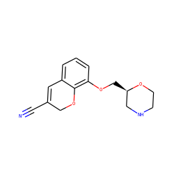 N#CC1=Cc2cccc(OC[C@@H]3CNCCO3)c2OC1 ZINC000013779594