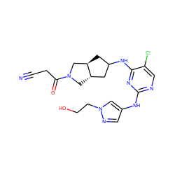 N#CCC(=O)N1C[C@H]2CC(Nc3nc(Nc4cnn(CCO)c4)ncc3Cl)C[C@@H]2C1 ZINC001772585702