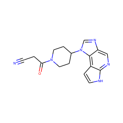 N#CCC(=O)N1CCC(n2cnc3cnc4[nH]ccc4c32)CC1 ZINC000095577690