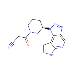 N#CCC(=O)N1CCC[C@@H](n2nnc3cnc4[nH]ccc4c32)C1 ZINC000095920658