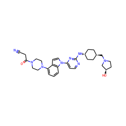 N#CCC(=O)N1CCN(c2cccc3c2ccn3-c2ccnc(N[C@H]3CC[C@H](CN4CC[C@@H](O)C4)CC3)n2)CC1 ZINC000261108243