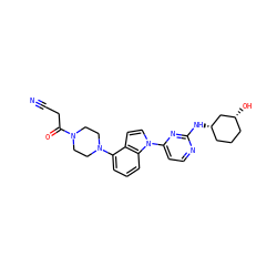 N#CCC(=O)N1CCN(c2cccc3c2ccn3-c2ccnc(N[C@H]3CCC[C@@H](O)C3)n2)CC1 ZINC000096173468