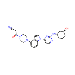 N#CCC(=O)N1CCN(c2cccc3c2ccn3-c2ccnc(N[C@H]3CCC[C@H](O)C3)n2)CC1 ZINC000096173467