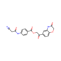 N#CCC(=O)Nc1ccc(C(=O)OCC(=O)c2ccc3c(c2)NC(=O)CO3)cc1 ZINC000032876766