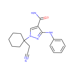 N#CCC1(n2cc(C(N)=O)c(Nc3ccccc3)n2)CCCCC1 ZINC000205006253