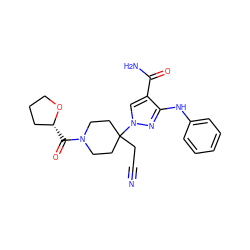 N#CCC1(n2cc(C(N)=O)c(Nc3ccccc3)n2)CCN(C(=O)[C@@H]2CCCO2)CC1 ZINC000222092406