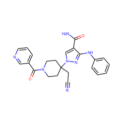 N#CCC1(n2cc(C(N)=O)c(Nc3ccccc3)n2)CCN(C(=O)c2cccnc2)CC1 ZINC000220951165