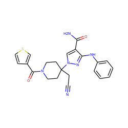 N#CCC1(n2cc(C(N)=O)c(Nc3ccccc3)n2)CCN(C(=O)c2ccsc2)CC1 ZINC000222086149