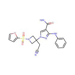 N#CCC1(n2cc(C(N)=O)c(Nc3ccccc3)n2)CN(S(=O)(=O)c2ccco2)C1 ZINC000222092871