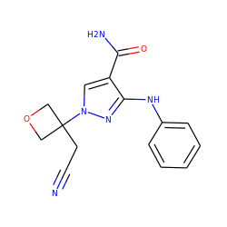 N#CCC1(n2cc(C(N)=O)c(Nc3ccccc3)n2)COC1 ZINC000205014463