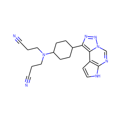 N#CCCN(CCC#N)C1CCC(c2nnn3cnc4[nH]ccc4c23)CC1 ZINC001772569688