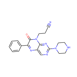 N#CCCn1c(=O)c(-c2ccccc2)nc2cnc(N3CCNCC3)nc21 ZINC000004238354