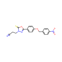 N#CCCn1nc(-c2ccc(OCc3ccc([N+](=O)[O-])cc3)cc2)oc1=S ZINC000013826719