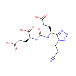 N#CCCn1nnnc1[C@H](CCC(=O)O)NC(=O)N[C@@H](CCC(=O)O)C(=O)O ZINC000013559947