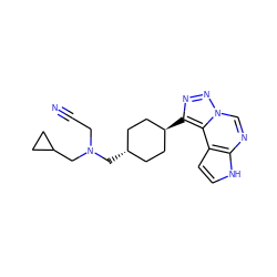 N#CCN(CC1CC1)C[C@H]1CC[C@H](c2nnn3cnc4[nH]ccc4c23)CC1 ZINC001772571286