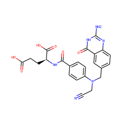 N#CCN(Cc1ccc2nc(N)[nH]c(=O)c2c1)c1ccc(C(=O)N[C@@H](CCC(=O)O)C(=O)O)cc1 ZINC000029250560