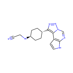 N#CCN[C@H]1CC[C@H](c2nnn3cnc4[nH]ccc4c23)CC1 ZINC001772648188