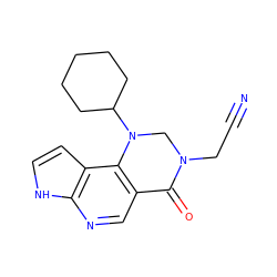 N#CCN1CN(C2CCCCC2)c2c(cnc3[nH]ccc23)C1=O ZINC000221233777