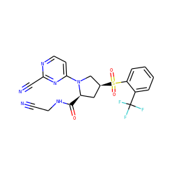 N#CCNC(=O)[C@@H]1C[C@H](S(=O)(=O)c2ccccc2C(F)(F)F)CN1c1ccnc(C#N)n1 ZINC000168492861