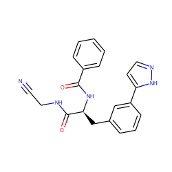 N#CCNC(=O)[C@H](Cc1cccc(-c2ccn[nH]2)c1)NC(=O)c1ccccc1 ZINC000043062101