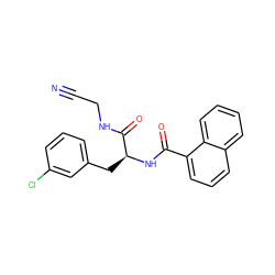 N#CCNC(=O)[C@H](Cc1cccc(Cl)c1)NC(=O)c1cccc2ccccc12 ZINC000043061967