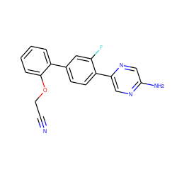 N#CCOc1ccccc1-c1ccc(-c2cnc(N)cn2)c(F)c1 ZINC000224758598