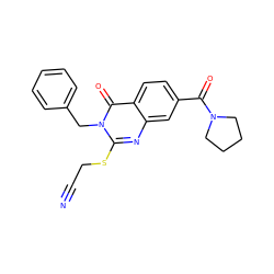 N#CCSc1nc2cc(C(=O)N3CCCC3)ccc2c(=O)n1Cc1ccccc1 ZINC000002504266