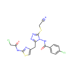 N#CCSc1nnc(Cc2csc(NC(=O)CCl)n2)n1NC(=O)c1ccc(Cl)cc1 ZINC000028815460