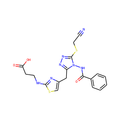 N#CCSc1nnc(Cc2csc(NCCC(=O)O)n2)n1NC(=O)c1ccccc1 ZINC000028712139