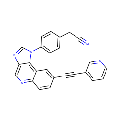 N#CCc1ccc(-n2cnc3cnc4ccc(C#Cc5cccnc5)cc4c32)cc1 ZINC000029127462