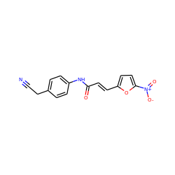 N#CCc1ccc(NC(=O)/C=C/c2ccc([N+](=O)[O-])o2)cc1 ZINC000000054527