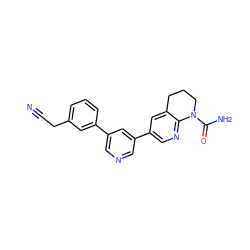 N#CCc1cccc(-c2cncc(-c3cnc4c(c3)CCCN4C(N)=O)c2)c1 ZINC000221391032