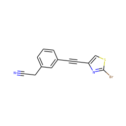 N#CCc1cccc(C#Cc2csc(Br)n2)c1 ZINC000066076428