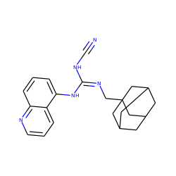 N#CN/C(=N/CC12CC3CC(CC(C3)C1)C2)Nc1cccc2ncccc12 ZINC001772597034