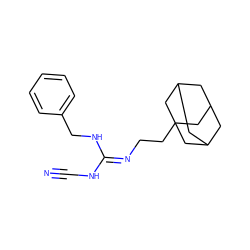 N#CN/C(=N/CCC12CC3CC(CC(C3)C1)C2)NCc1ccccc1 ZINC001772587689