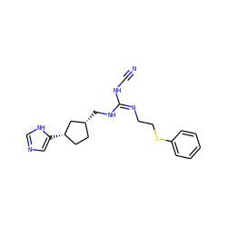 N#CN/C(=N/CCSc1ccccc1)NC[C@@H]1CC[C@H](c2cnc[nH]2)C1 ZINC000653916386