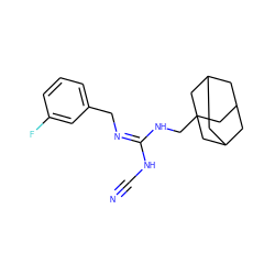 N#CN/C(=N/Cc1cccc(F)c1)NCC12CC3CC(CC(C3)C1)C2 ZINC001772647031