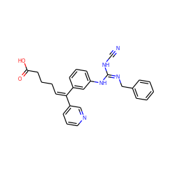 N#CN/C(=N/Cc1ccccc1)Nc1cccc(/C(=C\CCCC(=O)O)c2cccnc2)c1 ZINC000013796584