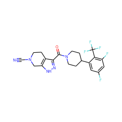 N#CN1CCc2c(C(=O)N3CCC(c4cc(F)cc(F)c4C(F)(F)F)CC3)n[nH]c2C1 ZINC001772592734