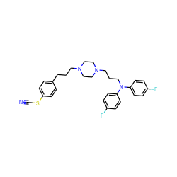 N#CSc1ccc(CCCN2CCN(CCCN(c3ccc(F)cc3)c3ccc(F)cc3)CC2)cc1 ZINC000028636669