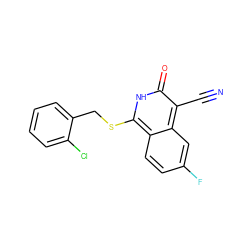 N#Cc1c(=O)[nH]c(SCc2ccccc2Cl)c2ccc(F)cc12 ZINC000073160370