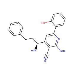 N#Cc1c([C@@H](N)CCc2ccccc2)cc(-c2ccccc2O)nc1N ZINC000028356665