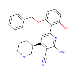 N#Cc1c([C@@H]2CCCNC2)cc(-c2c(O)cccc2OCc2ccccc2)nc1N ZINC000028340413